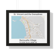 Load image into Gallery viewer, Framed Print Poster of Barrouallie Village St. Vincent and the Grenadines Map 
