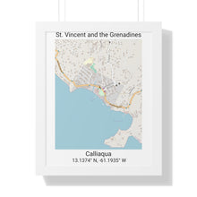 Load image into Gallery viewer, Calliaqua St. Vincent and the Grenadines Map Framed Print Poster, City Map Print Poster. Framed Vertical Poster
