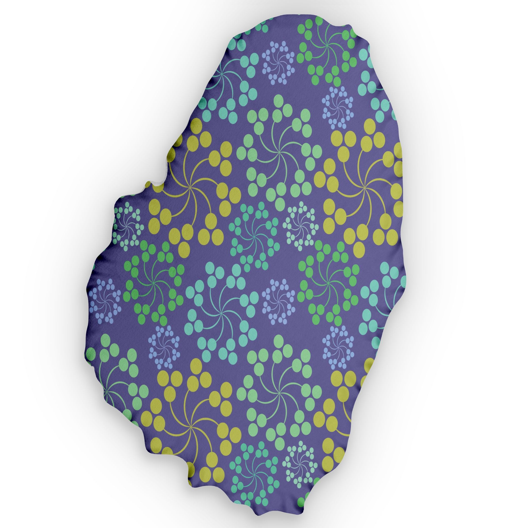 St. Vincent Map-Shaped Pillow Blue Bubble Floral