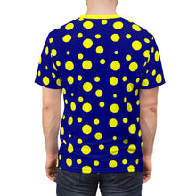 Load image into Gallery viewer, Yellow Spotted Dark Blue Unisex Tee
