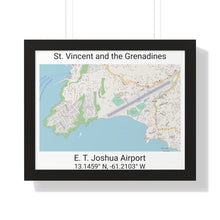 Load image into Gallery viewer, framed map poster of E.T. Joshua Airport in St. Vincent and the Grenadines
