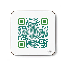 Load image into Gallery viewer, hardboard back coaster with the QR Code for &#39;cultivate Joy and Happiness&#39;
