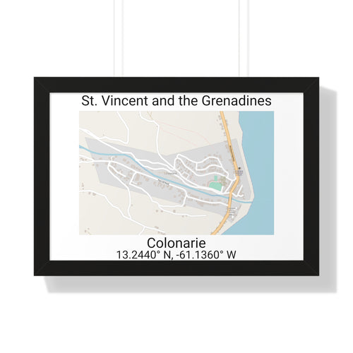 framed map poster of Colonarie in St. Vincent and the Grenadines