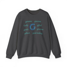 Load image into Gallery viewer, G Alphabet Sweatshirt, Motivational, Optimistic, Alphabet Initial &quot;G&quot;, Mental Health Unisex Heavy Blend™ Crewneck Sweatshirt, Self-affirming Sweatshirt

