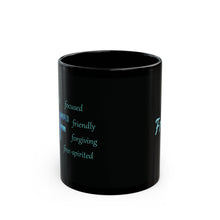 Load image into Gallery viewer, F Alphabet 11oz Mug, Initial Letter  Mug, Self-affirming Mug, Mental Health Black Coffee Mug, Motivation Mug
