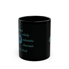 Load image into Gallery viewer, O Alphabet 11oz Mug, Initial Letter  Mug, Self-affirming Mug, Mental Health Black Coffee Mug, Motivation Mug
