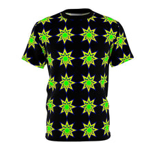 Load image into Gallery viewer, St. Vincent and the Grenadines Stars Unisex Cut &amp; Sew Black Tee (AOP), St. Vincent and the Grenadines National Colors,  St. Vincent and Grenadines Independence Shirt
