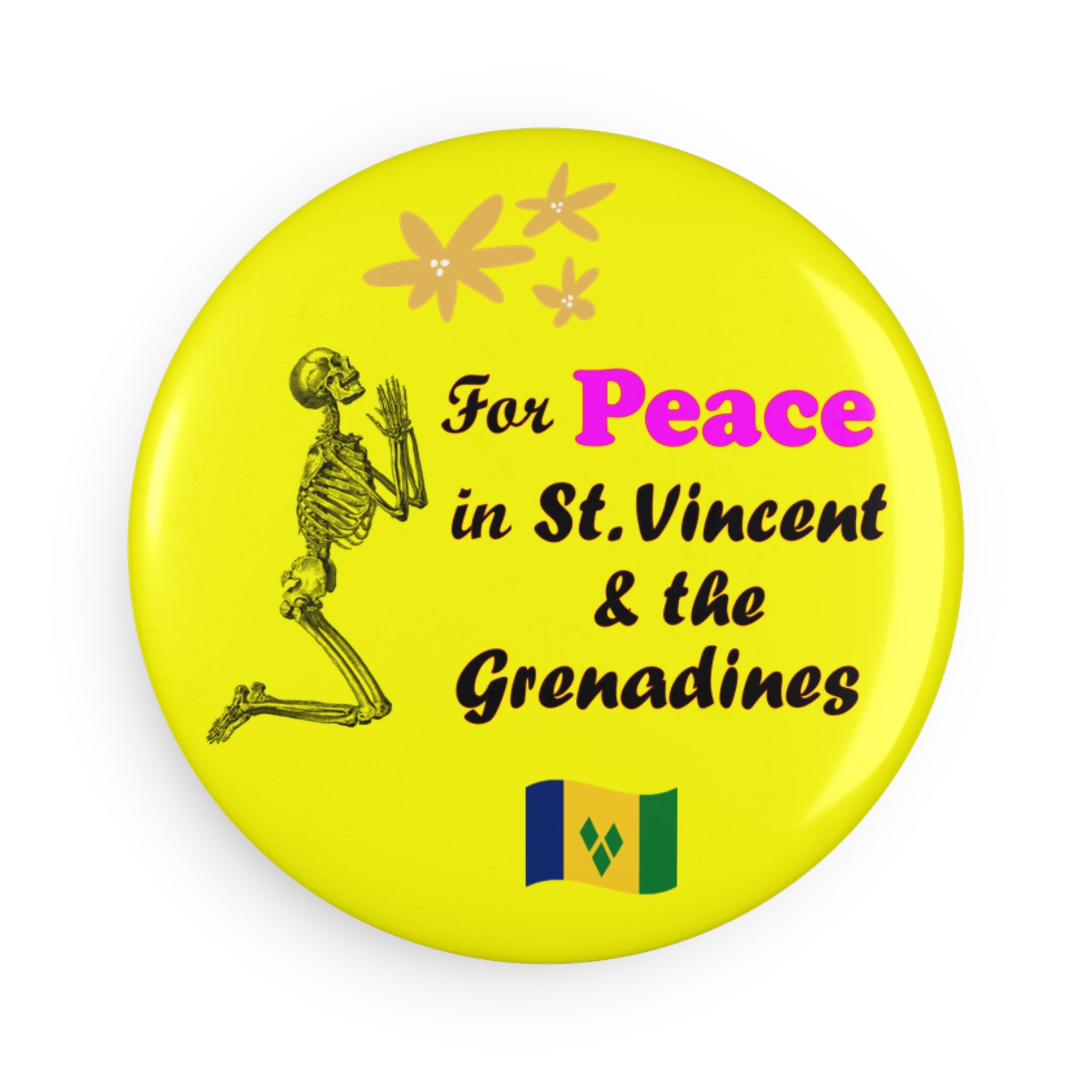 St. Vincent and the Grenadines Praying for Peace Magnet, (Button, Round) (1 & 10 pcs)