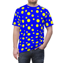 Load image into Gallery viewer, Yellow Spotted Blue Unisex Tee
