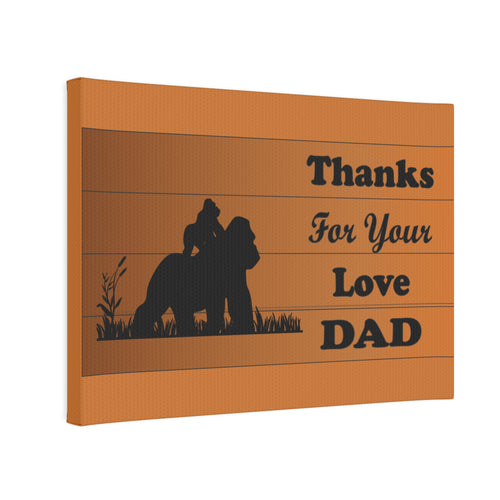 brown canvas photo tile with a silhouette of a gorilla and infant stating thanks for your love dad