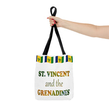 Load image into Gallery viewer, St. Vincent and the Grenadines Souvenir Tote Bag With Parrot Feather Lettering (AOP)
