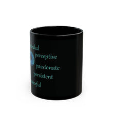 Load image into Gallery viewer, P Alphabet 11oz Mug, Initial Letter  Mug, Self-affirming Mug, Mental Health Black Coffee Mug, Motivation Mug
