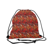 Load image into Gallery viewer, drawstring bag with a design reminiscent of fiery autumn leaves

