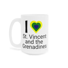 Load image into Gallery viewer, I Love St. Vincent and the Grenadines Ceramic Mug (11oz\15oz) - Yellow Heart
