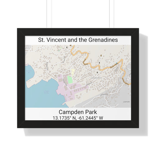 Framed Print Poster of Campden Park St. Vincent and the Grenadines Map 