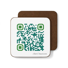 Load image into Gallery viewer, QR Code 1 piece Hardboard Back Coaster - Compassion is Soul Food
