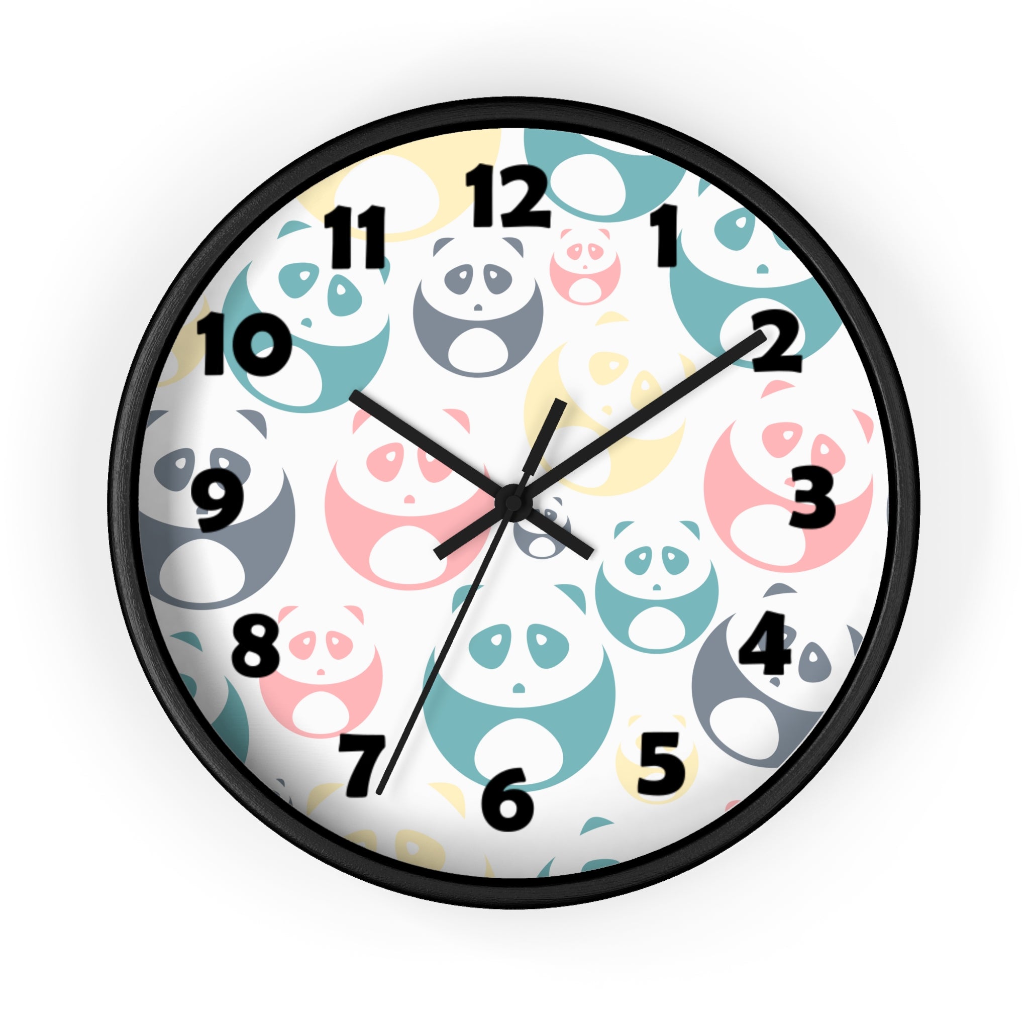 10 inch wall clock with colorful panda pattern