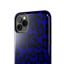 Load image into Gallery viewer, Black Hibiscus on Blue iPhone Tough Phone Cases
