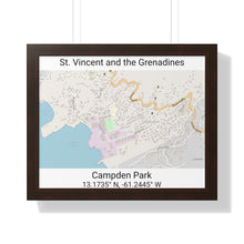 Load image into Gallery viewer, Campden Park St. Vincent and the Grenadines Map Framed Print Poster, City Map Print Poster. Village Map Print Poster, Road Map Print Poster, Framed Vertical Poster Framed Horizontal Poster
