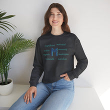 Load image into Gallery viewer, M Alphabet Sweatshirt, Optimistic, Mental Health, Motivational Alphabet Initial &quot;M&quot; Unisex Heavy Blend™ Crewneck Sweatshirt, Self-affirming Sweatshirt
