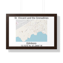 Load image into Gallery viewer, Edinboro St. Vincent and the Grenadines Map Framed Print Poster, City Map Print Poster. Village Map Print Poster, Road Map Print Poster, Framed Vertical Poster Framed Horizontal Poster
