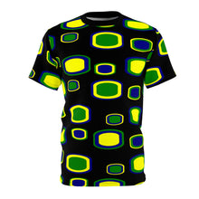 Load image into Gallery viewer, Black t-shirt with St. Vincent and the Grenadines&#39; national colored cubes

