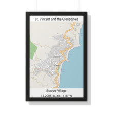 Load image into Gallery viewer, Biabou St. Vincent and the Grenadines Map Framed Print Poster, City Map Print Poster. Village Map Print Poster, Road Map Print Poster, Framed Vertical Poster
