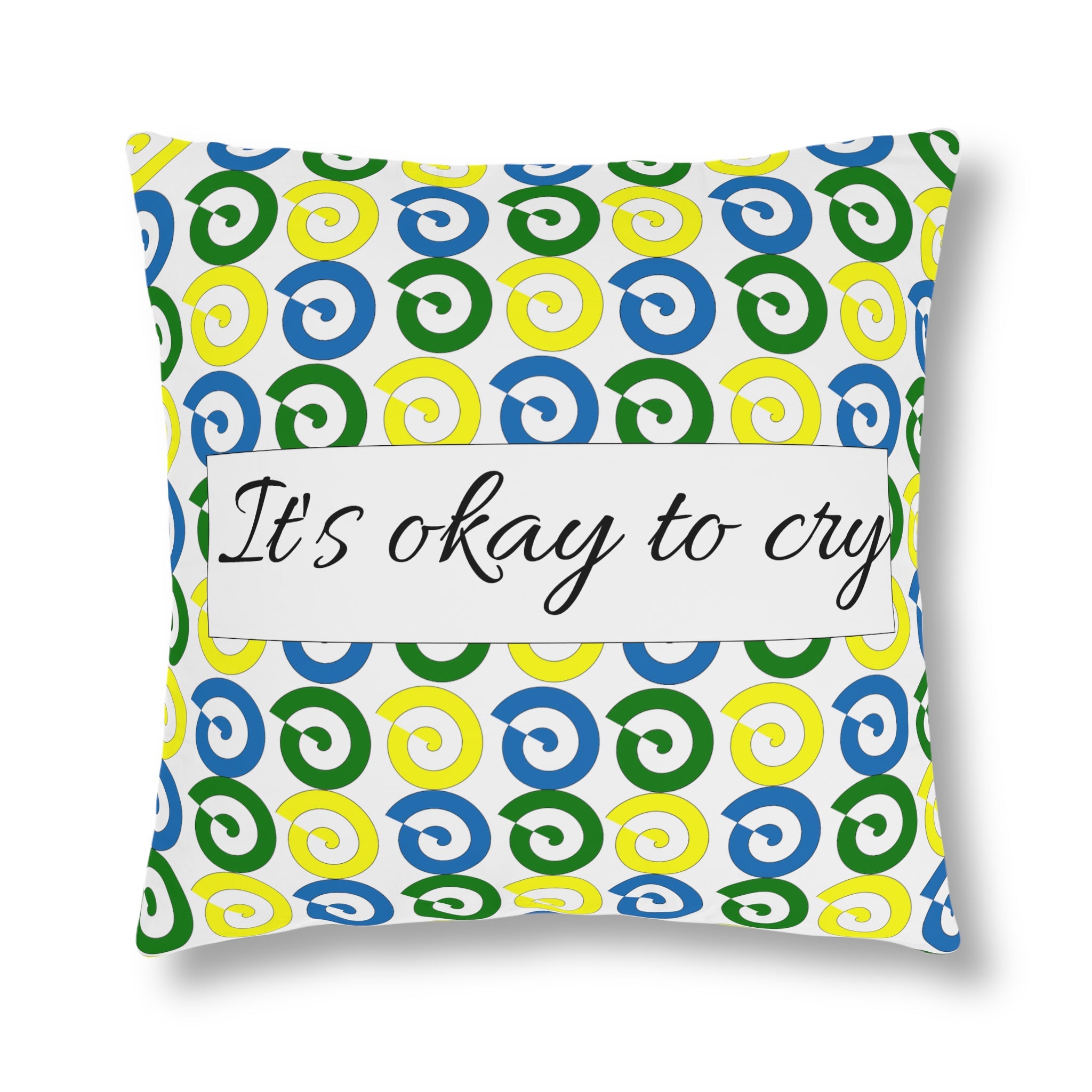 square waterproof pillow with St. Vincent and the Grenadines national colored spirals