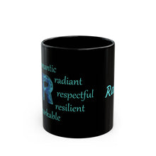 Load image into Gallery viewer, R Alphabet 11oz Mug, Initial Letter  Mug, Self-affirming Mug, Mental Health Black Coffee Mug, Motivation Mug
