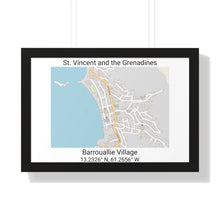 Load image into Gallery viewer, Barrouallie Village St. Vincent and the Grenadines Map Framed Print Poster, City Map Print Poster. Village Map Print Poster, Road Map Print Poster, Framed Vertical Poster Framed Horizontal Poster
