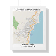 Load image into Gallery viewer, Biabou St. Vincent and the Grenadines Map Framed Print Poster, City Map Print Poster. Village Map Print Poster, Road Map Print Poster, Framed Vertical Poster
