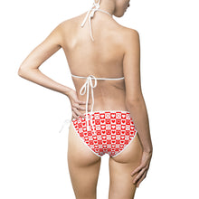 Load image into Gallery viewer, Hearts Women&#39;s Bikini Swimsuit, Valentine&#39;s Day Gift, Red and White Bikini
