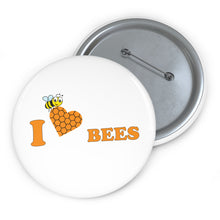 Load image into Gallery viewer, I Love Bees Honeycomb Heart Pin Button – Cute Smiling Bee Eco-Love Badge Bee Lover Pin Button
