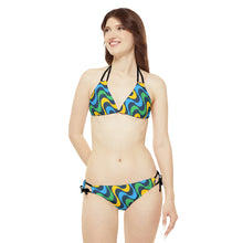 Load image into Gallery viewer, Bikini featuring St. Vincent and the Grenadines national colors in a squiggle design
