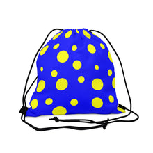 Load image into Gallery viewer, Blue drawstring bag with yellow spots
