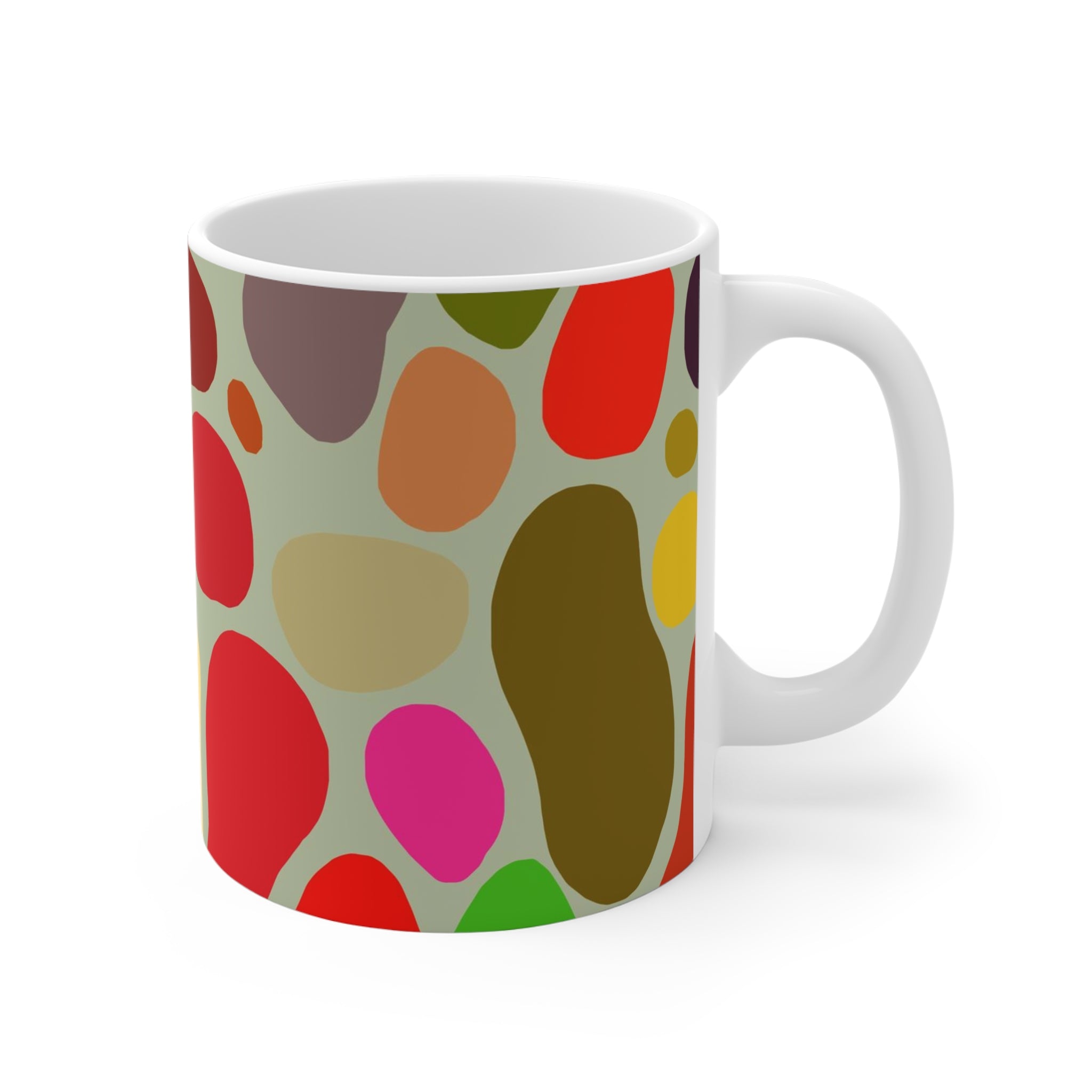 11oz ceramic mug with a multicolored stone design
