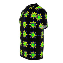 Load image into Gallery viewer, St. Vincent and the Grenadines Stars Unisex Black Tee (AOP), St. Vincent and the Grenadines National Colors,  St. Vincent and Grenadines Independence Shirt
