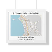 Load image into Gallery viewer, Barrouallie Village St. Vincent and the Grenadines Map Framed Print Poster, City Map Print Poster. Village Map Print Poster, Road Map Print Poster, Framed Vertical Poster Framed Horizontal Poster
