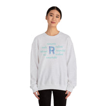 Load image into Gallery viewer, R Alphabet Sweatshirt, Alphabet Initial &quot;R&quot; Motivational, Optimistic, Mental Health Unisex Heavy Blend™ Crewneck Sweatshirt, Self-affirming Sweatshirt
