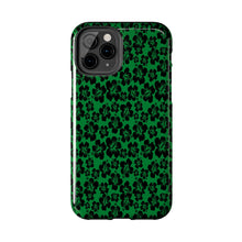 Load image into Gallery viewer, Black Hibiscus on Green iPhone Tough Phone Cases
