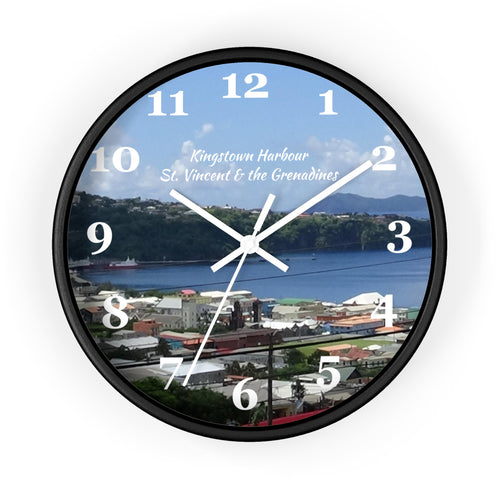 10 inch round wall clock featuring a picture of Kingstown, St. Vincent and the Grenadines