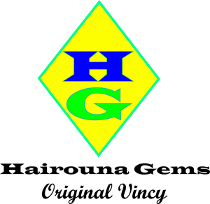 The logo of hairounagems.com which sells home décor, clothing, stationery and accessories made or designed by Vincentians. 