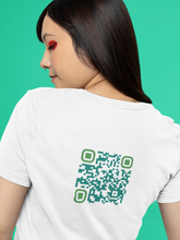 Load image into Gallery viewer, QR Code for &#39;block him on everything&#39; on the back of a white t-shirt
