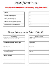 Load image into Gallery viewer, Essential Phone Contact List:  2 Page Printable Travel Planner Insert for Local and Foreign Numbers
