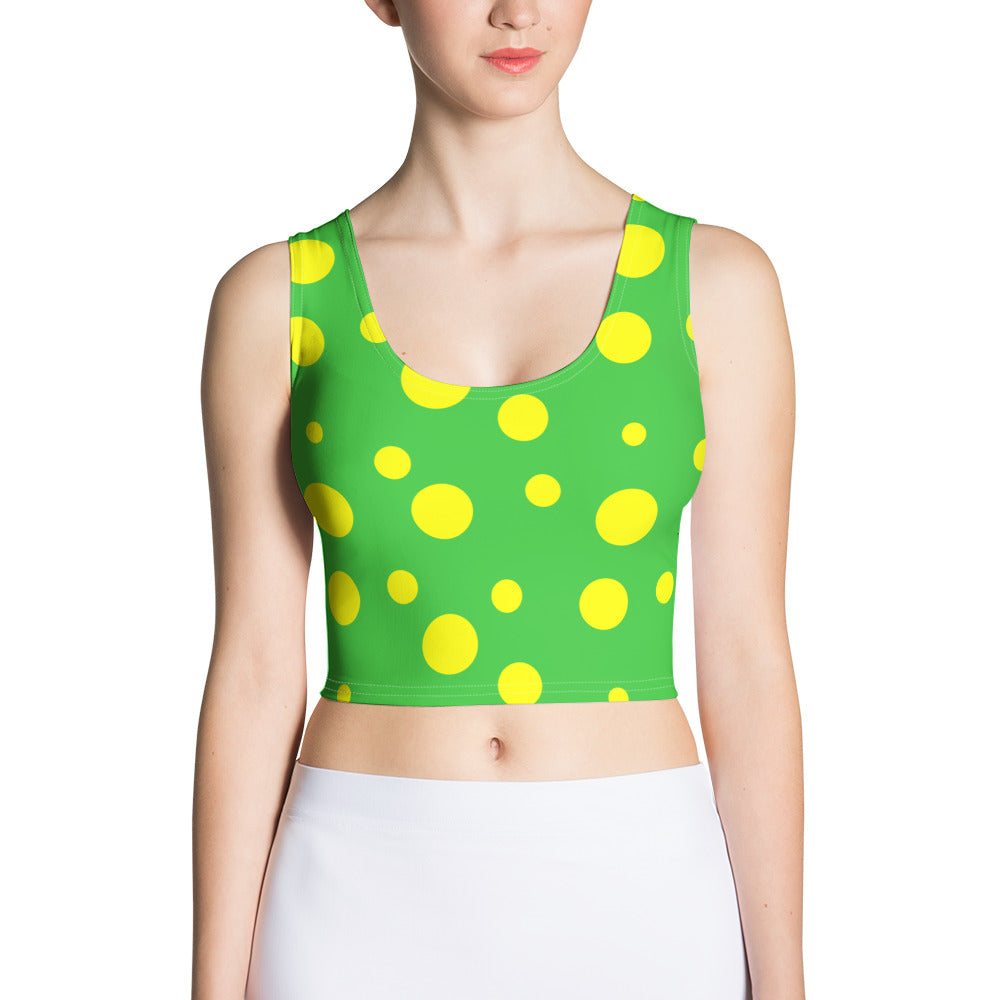 light green crop top with yellow spots