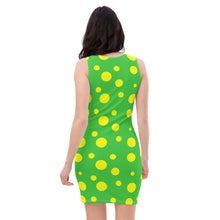 Load image into Gallery viewer, Yellow Spotted Green Sublimation Cut &amp; Sew Dress
