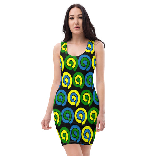 St. Vincent and the Grenadines dress with spirals in national Colors