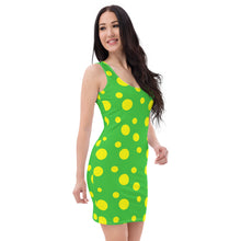 Load image into Gallery viewer, Yellow Spotted Green Sublimation Cut &amp; Sew Dress
