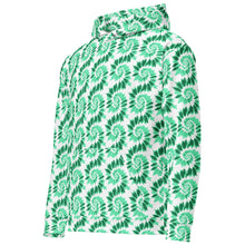 Load image into Gallery viewer, Mint Swirl Unisex Hoodie – White &amp; Green Tie-Dye Pattern Spiral Design
