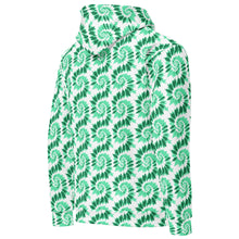 Load image into Gallery viewer, Mint Swirl Unisex Hoodie – White &amp; Green Tie-Dye Pattern Spiral Design
